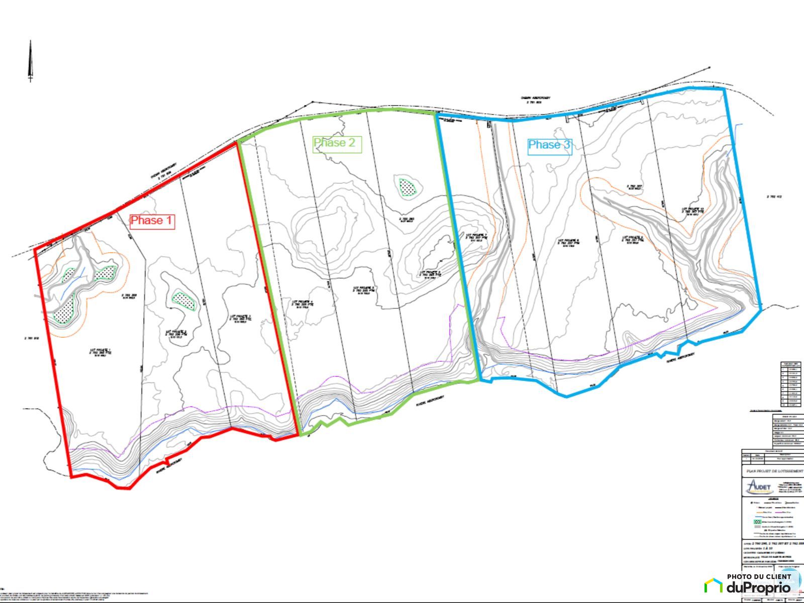 Plan cadastral du projet de lotissement — Phases 1, 2 et 3